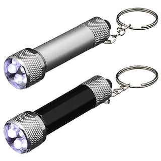 Taschenlampe Schlüsselanhänger 24 Stück Display silber schwarz 1,5x6,5x1,5cm Aluminium 3 LEDs batteriebetrieben Lampe