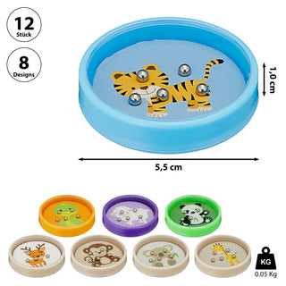 Geduldsspiel Tiermotive 24 Stück Display 5,5x1cm Kunststoff 8 Design lustig Kugelspiel Geschicklichkeitsspiel