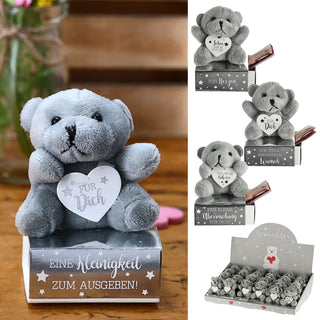 Geschenkbox Teddybär 24 Stück Display 6x9cm Karton Plüsch Geldgeschenk Verpackung Box Verpackungsidee