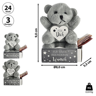 Geschenkbox Teddybär 24 Stück Display 6x9cm Karton Plüsch Geldgeschenk Verpackung Box Verpackungsidee