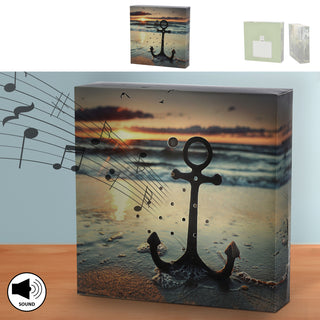 1/4x Soundbox Bewegungsmelder 4 Motive 12x12x3,5cm Pappe Kunststoff batteriebetrieben Meditationssound Lautstärke regulierbar