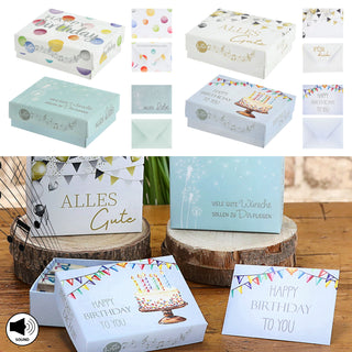 Geschenkbox mit Musik versch. Motive 9,5x7x3,5cm weiß bunt Karton Schachtel Stülpdeckel Briefumschlag Musik-Geschenkbox