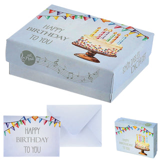 Geschenkbox mit Musik versch. Motive 9,5x7x3,5cm weiß bunt Karton Schachtel Stülpdeckel Briefumschlag Musik-Geschenkbox