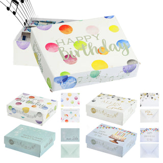 Geschenkbox mit Musik versch. Motive 9,5x7x3,5cm weiß bunt Karton Schachtel Stülpdeckel Briefumschlag Musik-Geschenkbox
