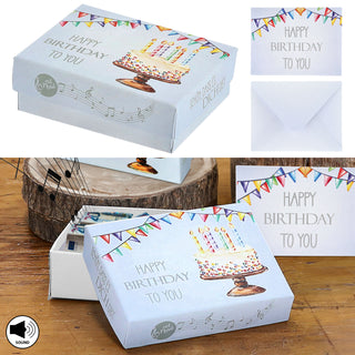 Geschenkbox mit Musik versch. Motive 9,5x7x3,5cm weiß bunt Karton Schachtel Stülpdeckel Briefumschlag Musik-Geschenkbox