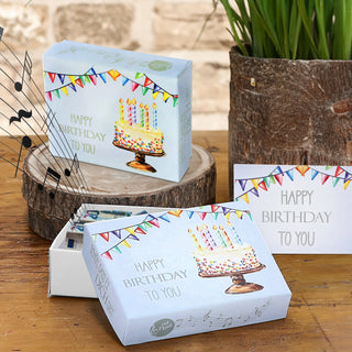 Geschenkbox mit Musik versch. Motive 9,5x7x3,5cm weiß bunt Karton Schachtel Stülpdeckel Briefumschlag Musik-Geschenkbox