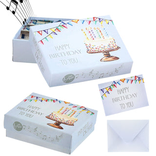 Geschenkbox mit Musik versch. Motive 9,5x7x3,5cm weiß bunt Karton Schachtel Stülpdeckel Briefumschlag Musik-Geschenkbox