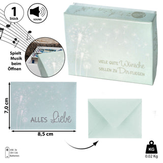 Geschenkbox mit Musik versch. Motive 9,5x7x3,5cm weiß bunt Karton Schachtel Stülpdeckel Briefumschlag Musik-Geschenkbox