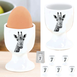 Eierbecher 'Giraffe/Esel' 6er Set Porzellan weiß 5x7cm weiß Halter für Eier Aufdruck Tiermotiv
