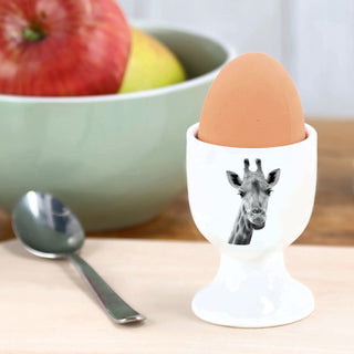 Eierbecher 'Giraffe/Esel' 6er Set Porzellan weiß 5x7cm weiß Halter für Eier Aufdruck Tiermotiv