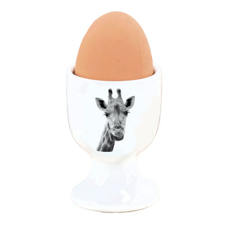 Eierbecher 'Giraffe/Esel' 6er Set Porzellan weiß 5x7cm weiß Halter für Eier Aufdruck Tiermotiv
