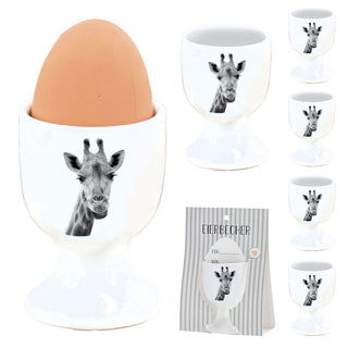 Eierbecher 'Giraffe/Esel' 6er Set Porzellan weiß 5x7cm weiß Halter für Eier Aufdruck Tiermotiv