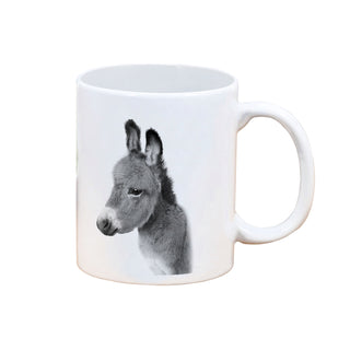 Becher 'Giraffe/Esel' 6er Set 300 ml Steinzeug 12,5x9,5x8cm weiß Henkeltasse Kaffeebecher Tasse Aufdruck Tiermotiv