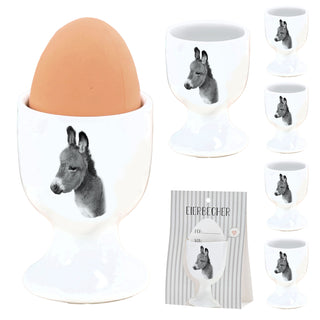 Eierbecher 'Giraffe/Esel' 6er Set Porzellan weiß 5x7cm weiß Halter für Eier Aufdruck Tiermotiv
