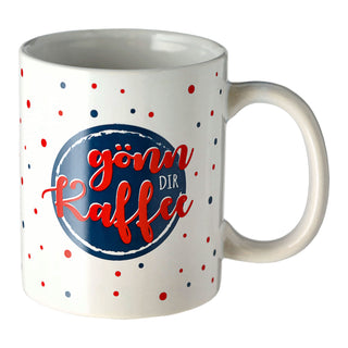 Becher 'Sprüche' 6er Set 300 ml Steinzeug 12,5x9,5x8cm weiß Henkeltasse Kaffeebecher Tasse Aufdruck 6 Motive