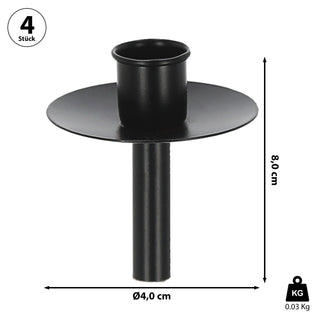 Stabkerzenhalter Flascheneinsatz 4er Set Metall schwarz 7x8cm Kerzenständer Stabkerzen Flaschenkerzenhalter