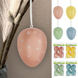 Ostereier Pastellfarben zum Aufhängen gepunktet 16er Set H9cm grün blau rosa gelb Kunststoff Eier Dekoeier Ostern
