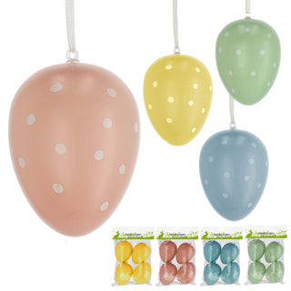 Ostereier Pastellfarben zum Aufhängen gepunktet 16er Set H9cm grün blau rosa gelb Kunststoff Eier Dekoeier Ostern