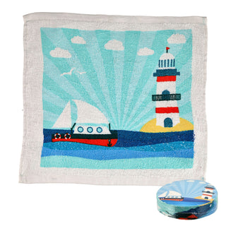 4/72x Magisches Handtuch 'Maritim' Set 4 maritime Motive 30x30cm Baumwolle Waschlappen Zaubertuch Zauberhandtuch Tuch