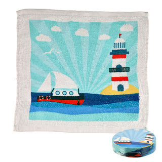 4/72x Magisches Handtuch 'Maritim' Set 4 maritime Motive 30x30cm Baumwolle Waschlappen Zaubertuch Zauberhandtuch Tuch