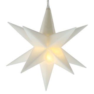 Leuchtstern 3D weiß Ø8cm zum Aufhängen Kunststoff warmweiß Timerfunktion Weihnachtsstern Weihnachtsbleuchtung Zackenstern