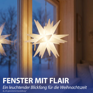 Leuchtstern 3D weiß Ø7cm zum Aufhängen Kunststoff warmweiß Timerfunktion Weihnachtsstern Weihnachtsbleuchtung Zackenstern
