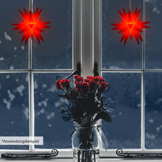 LED Stern 3D zum Aufhängen Ø7cm rot Kunststoff warmweiß batteriebetrieben Timerfunktion Weihnachtsstern Weihnachtsbleuchtung Zackenstern