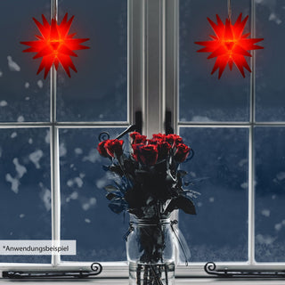 LED Stern 3D zum Aufhängen Ø7cm rot Kunststoff warmweiß batteriebetrieben Timerfunktion Weihnachtsstern Weihnachtsbleuchtung Zackenstern