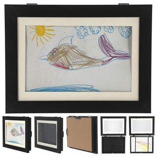Bilderrahmen aufklappbar weiß/schwarz 24x33x3cm MDF für 50 Bilder DIN A4 Magnetverschluss Aufhängung horizontal vertikal
