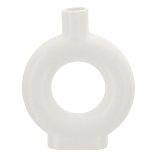Vase Ringform 3er Set 12x15x3cm weiß Keramik Donutform Blumen Gräser Pflanzen Dekovase Blumenvase