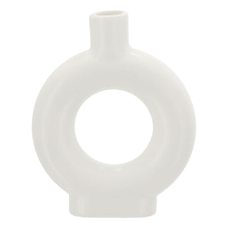 Vase Ringform 3er Set 12x15x3cm weiß Keramik Donutform Blumen Gräser Pflanzen Dekovase Blumenvase