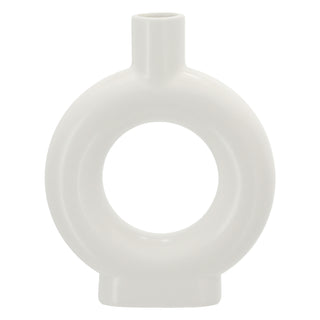 Vase Ringform 3er Set 16x20x4cm weiß Keramik Donutform Blumen Gräser Pflanzen Dekovase Blumenvase