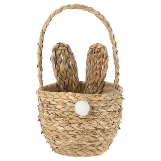 Osterkorb mit Henkel Hasenohren 3er Set 12x20cm Getreidestroh Maisblatt Papier Korb Körbchen Osterdeko