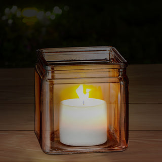 Windlicht Teelichtglas 4er Set Glas 10x10x10cm orange blau grün lila Teelichtglas Kerzenglas Glasgefäß Tischdekoration