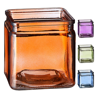Windlicht Teelichtglas 4er Set Glas 10x10x10cm orange blau grün lila Teelichtglas Kerzenglas Glasgefäß Tischdekoration