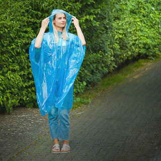 Regenponcho 4er Set blau transparent 120x130cm Regenmantel Regencape Regenschutz