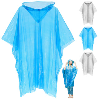 Regenponcho 4er Set blau transparent 120x130cm Regenmantel Regencape Regenschutz