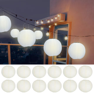 6/12xPapierlampion 12er Set Papier 6xØ:30/35cm / 12xØ:25cm weiß Laterne Lampion Ballon Gartendeko Party Papierlaterne Papierlampenschirm