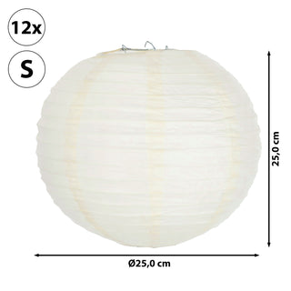 6/12xPapierlampion 12er Set Papier 6xØ:30/35cm / 12xØ:25cm weiß Laterne Lampion Ballon Gartendeko Party Papierlaterne Papierlampenschirm