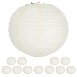 6/12xPapierlampion 12er Set Papier 6xØ:30/35cm / 12xØ:25cm weiß Laterne Lampion Ballon Gartendeko Party Papierlaterne Papierlampenschirm