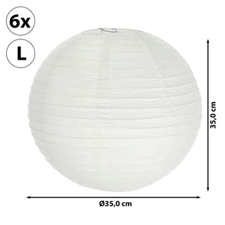 6/12xPapierlampion 12er Set Papier 6xØ:30/35cm / 12xØ:25cm weiß Laterne Lampion Ballon Gartendeko Party Papierlaterne Papierlampenschirm