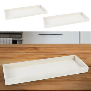 2/3x Holztablett Set 2/3 Größen Holzstärke 1cm Paulowniaholz weiß / grau rechteckig Tablett Dekotablett