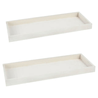 2/3x Holztablett Set 2/3 Größen Holzstärke 1cm Paulowniaholz weiß / grau rechteckig Tablett Dekotablett