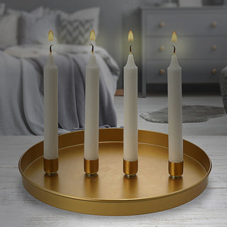 Stabkerzenhalter 'GoldMagnet' magnetisch Metall gold rund Ø25x3cm 4 Kerzenhalter Kerzentablett Tablett Stabkerzen