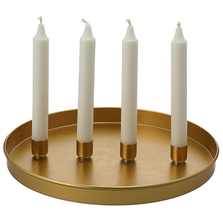 Stabkerzenhalter 'GoldMagnet' magnetisch Metall gold rund Ø25x3cm 4 Kerzenhalter Kerzentablett Tablett Stabkerzen