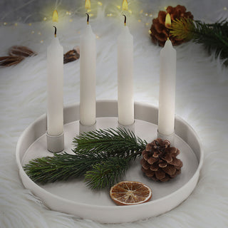 Stabkerzenhalter 'WhiteMagnet' magnetisch Metall weiß rund Ø25x3cm 4 Kerzenhalter Kerzentablett Tablett Stabkerzen