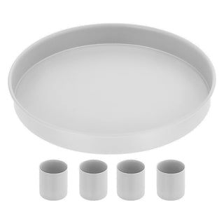 Stabkerzenhalter 'WhiteMagnet' magnetisch Metall weiß rund Ø25x3cm 4 Kerzenhalter Kerzentablett Tablett Stabkerzen