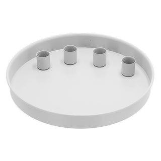 Stabkerzenhalter 'WhiteMagnet' magnetisch Metall weiß rund Ø25x3cm 4 Kerzenhalter Kerzentablett Tablett Stabkerzen