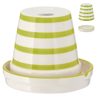 Sturmaschenbecher 4er Set türkis grün rot gelb weiß gestreift Ø12cm Dolomit Aschenbecher Windaschenbecher Topf