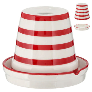 Sturmaschenbecher 4er Set türkis grün rot gelb weiß gestreift Ø12cm Dolomit Aschenbecher Windaschenbecher Topf